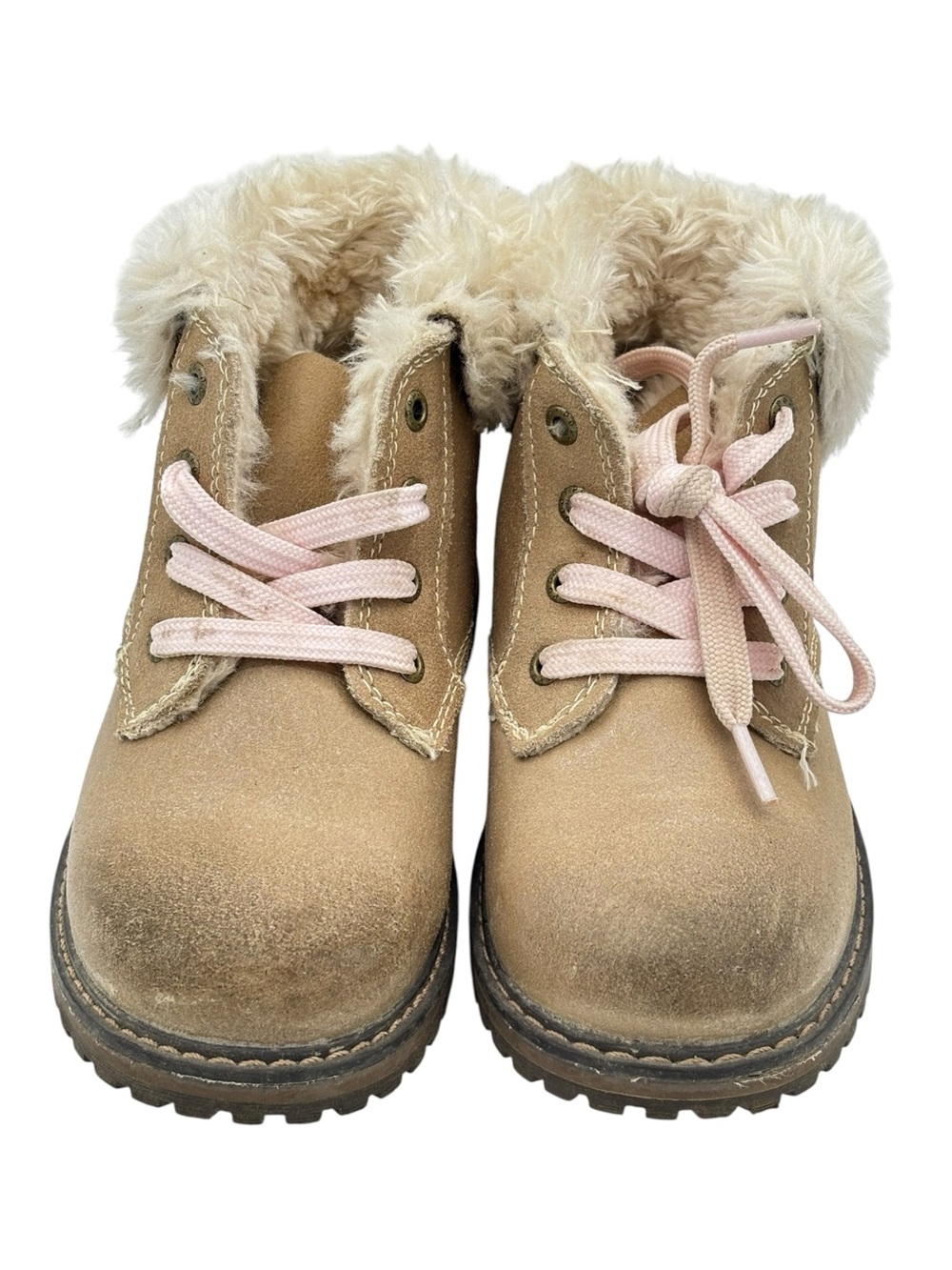 Polo Ralph Lauren Kids Burnley Fleece Lined Leather Boots Size 10 w Pink Laces